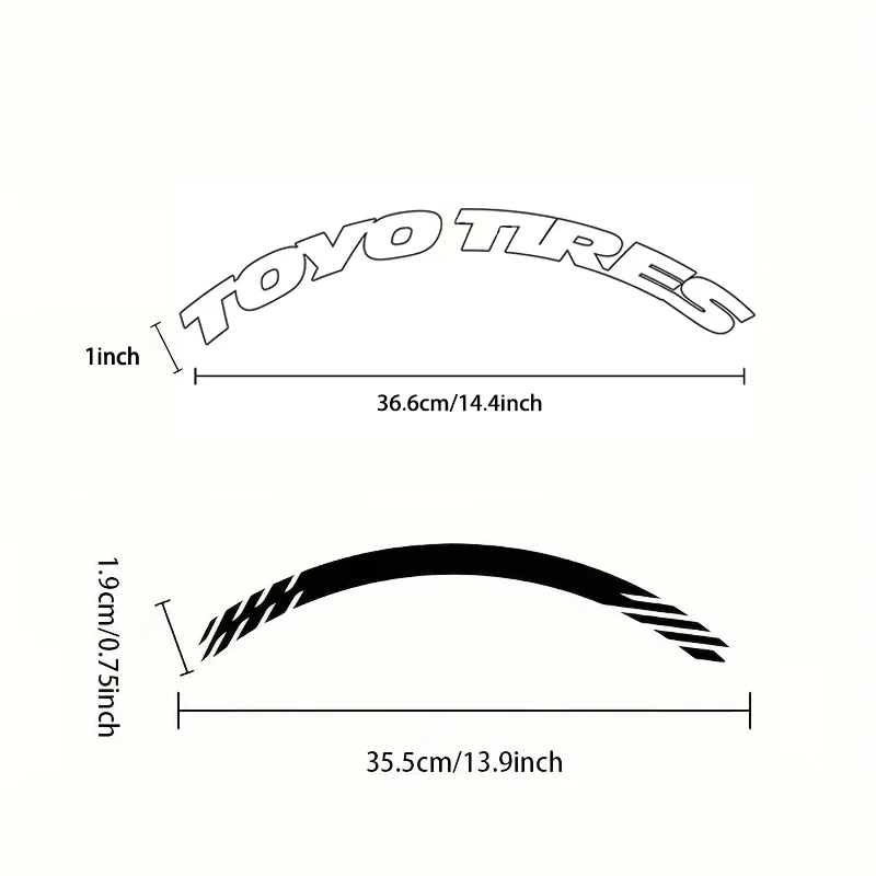 One Tire Letter Car Tire Styling Decorative Sticker PVC Waterproof Personalized Letter Tire Decal Without Glue