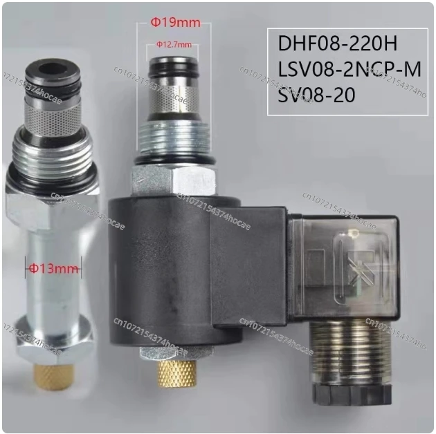 Hydraulic Threaded Cartridge Solenoid Valve 2 Position 2 Way Normally Closed DHF08-220H LSV08-2NCP-M DC12V/DC24V/AC220V 250bar