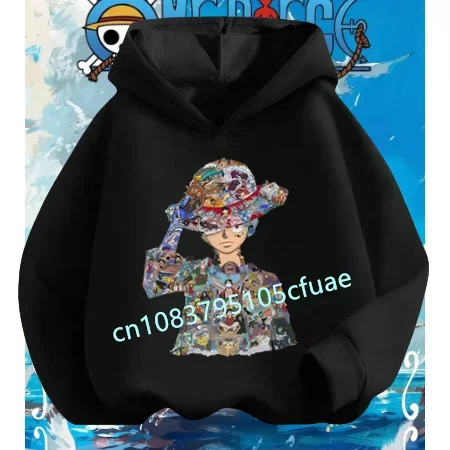 

Kids Boys Sweatshirts Pullover Hooded Fashion Costume Anime One Piece Hoodies Luffy Casual Ace Law Roronoa Zoro Luffy Streetwear