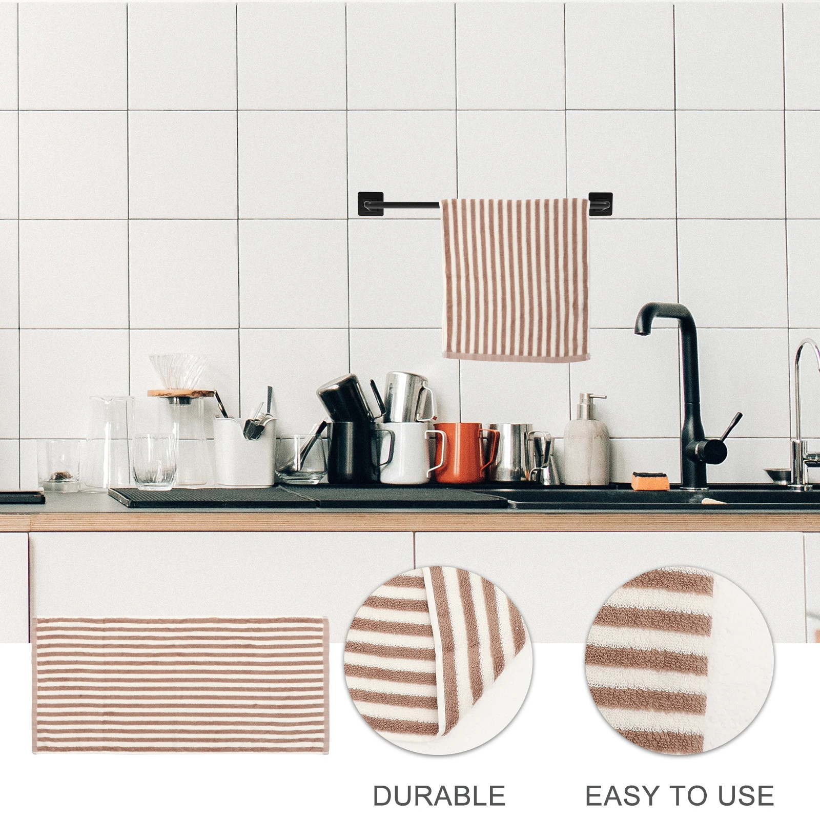 Stripe Printing Dish Towel Large Super Absorbent Kitchen Washcloth Multi-Function Cleaning Supply For Tableware Bathroom