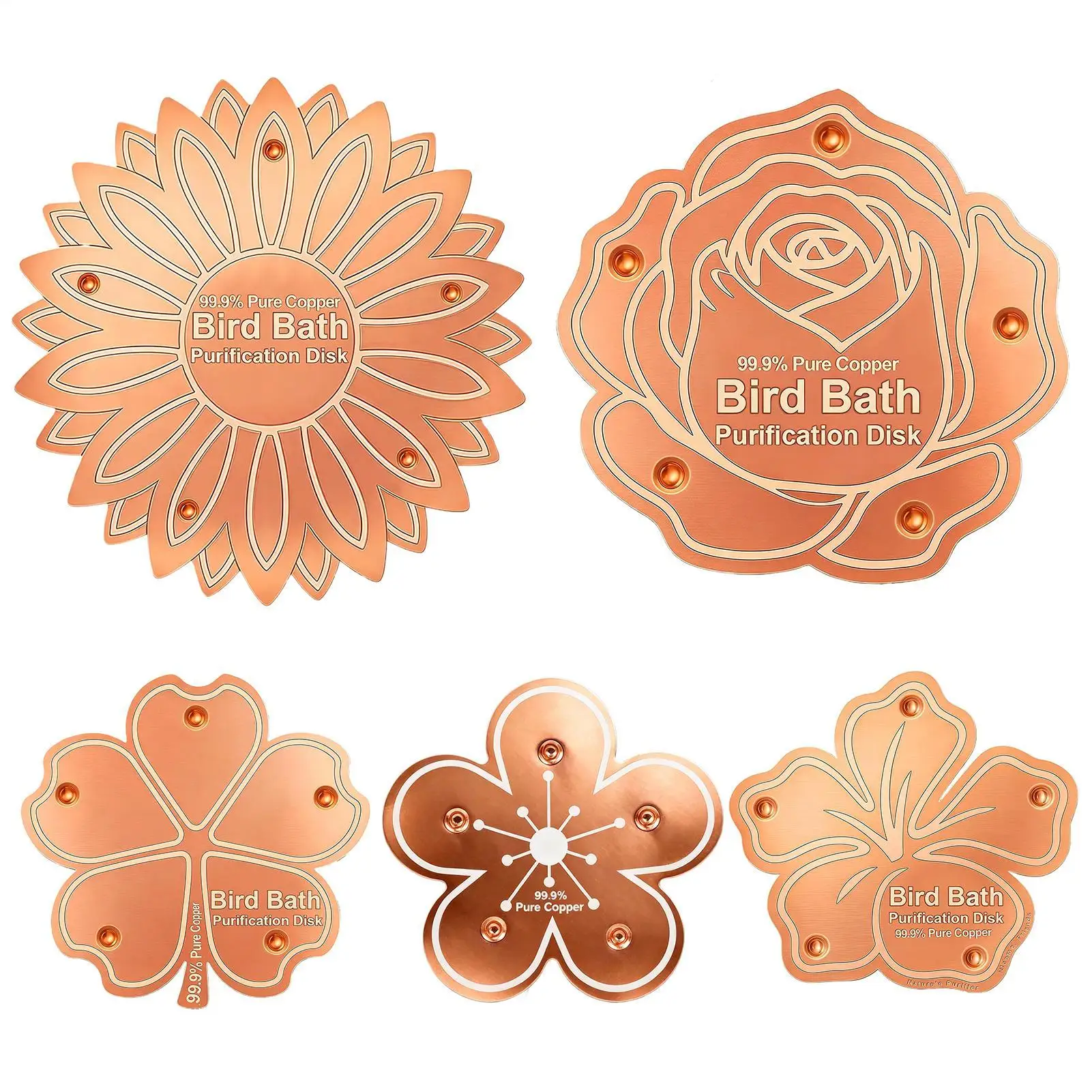 Bird bath tray Copper Bird Bath Disk Purification flower-shaped bird bath purification tray for Homeowners Gardeners Outdoor