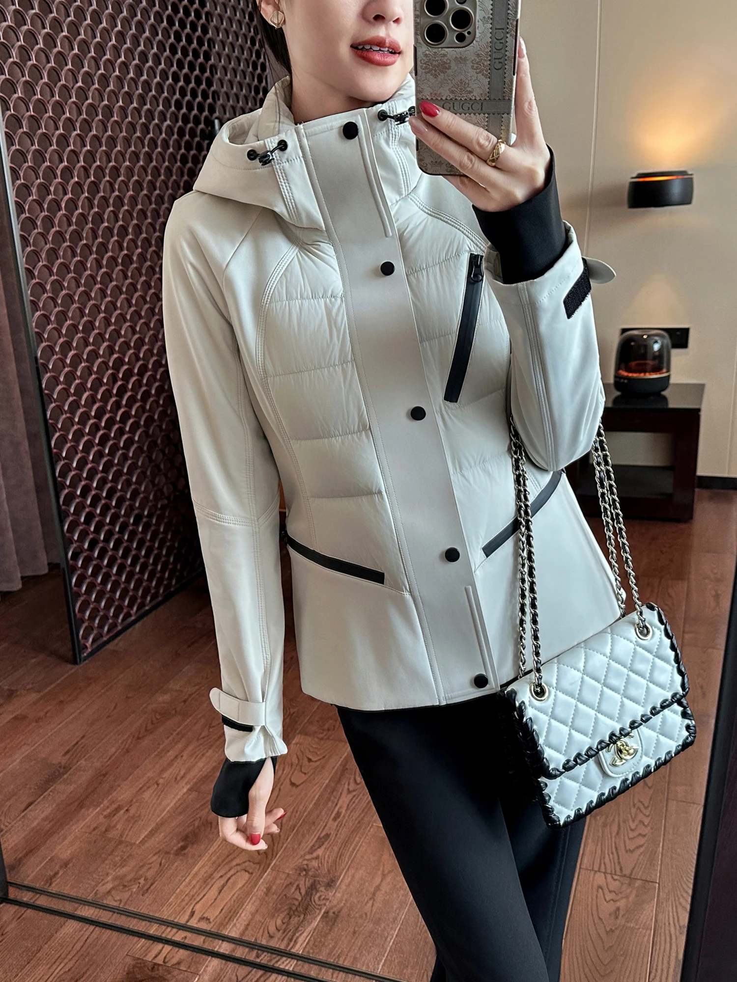 

Утепленная куртка-пуховик YOU SEE с регулируемой талией, из экологичных материалов, для комфортных поездок на работу, с длинными рукавами