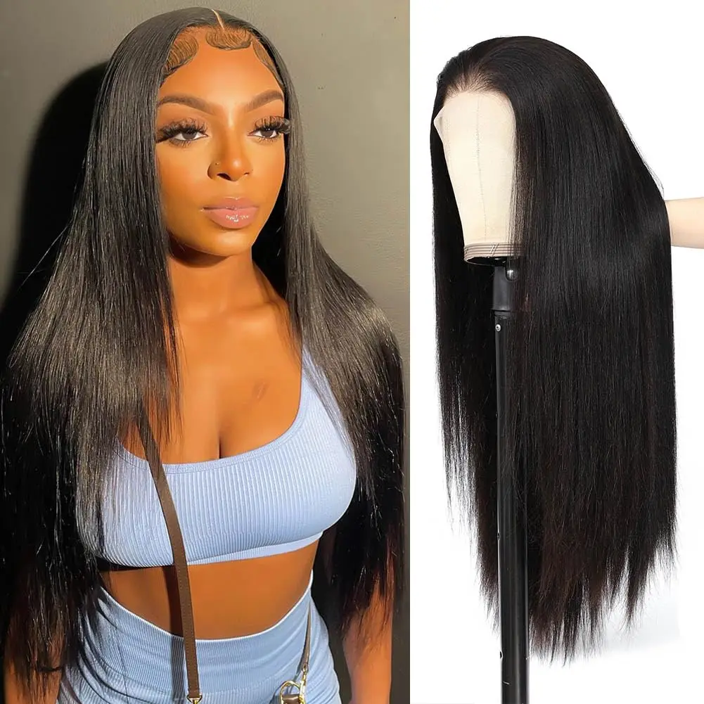 Perruque Lace Front Wig sans colle naturelle lisse, cheveux humains, 13x4 HD, 30 40 pouces, bon marché, en solde, densité 200, pour femmes