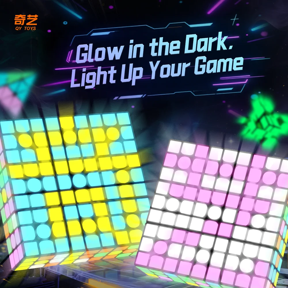 QiYi Fluorescent Sticker Cube 2x2 3x3 Pyraminx Mirror Cube Professional Speed Cube Puzzle Toys Children Gift Cubo Magico