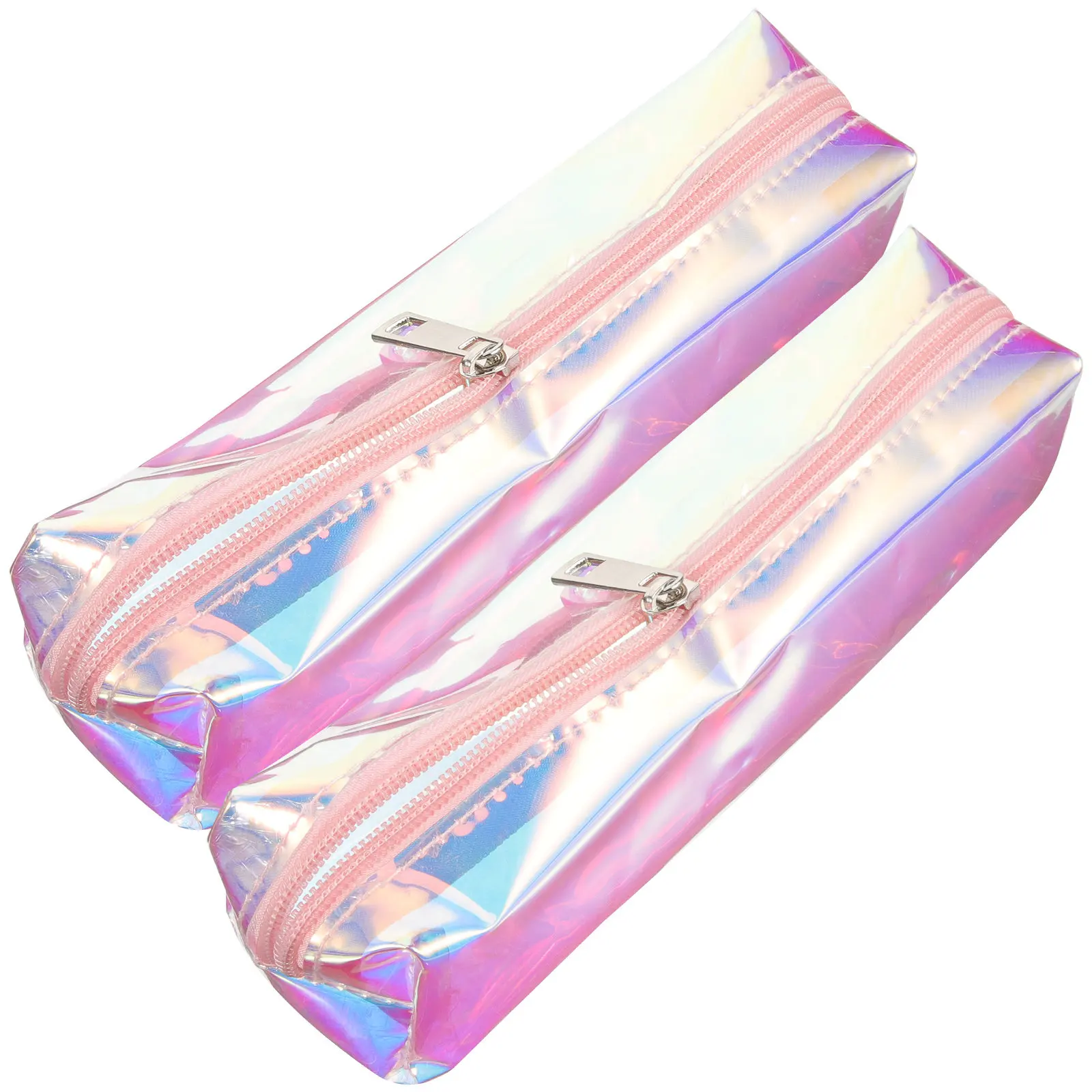 

2Pcs Versatile PVC Waterproof Pen Brush Bag Makeup Pouch Portable Stationery Organizer for Students Teachers Small Size