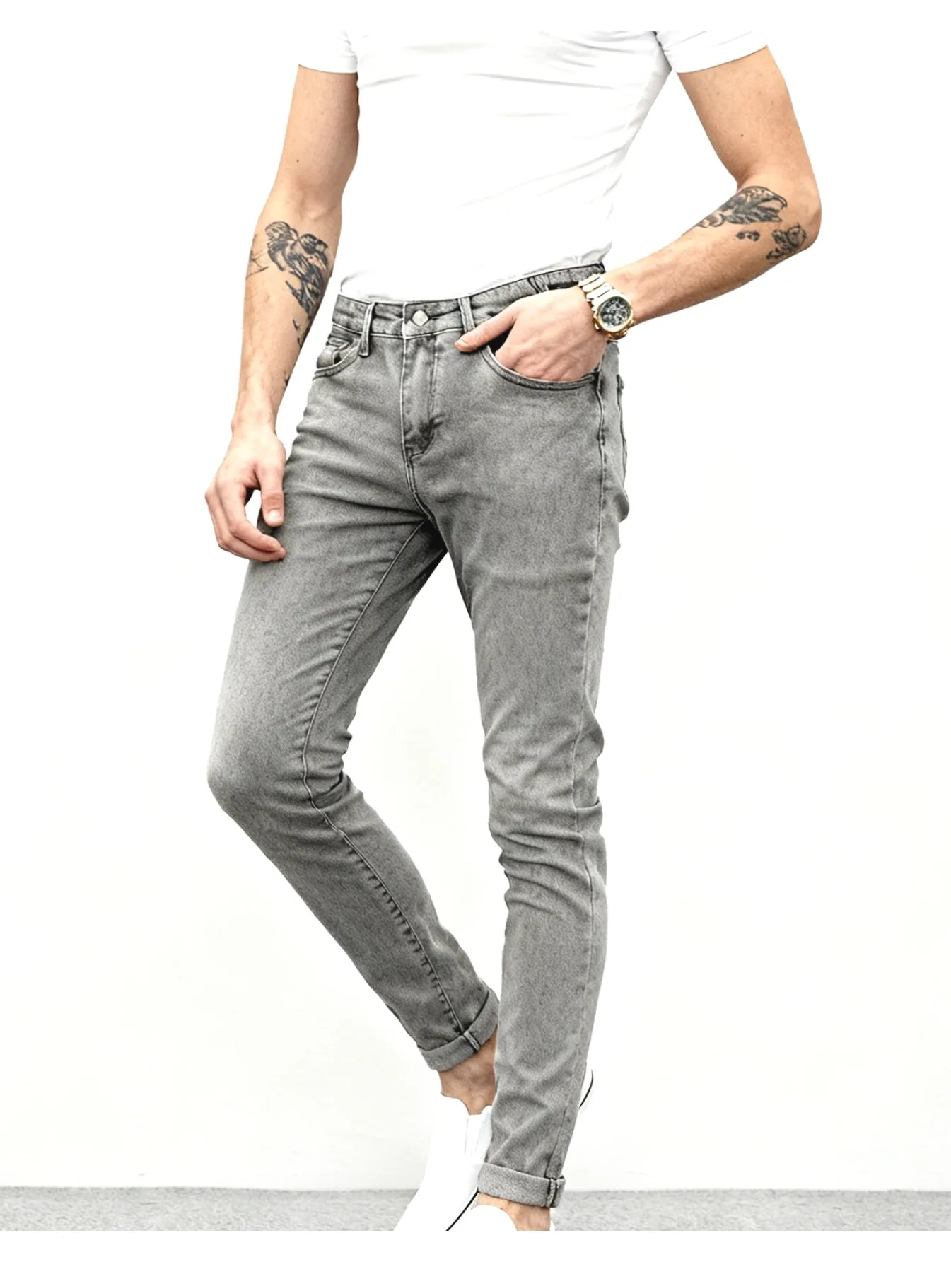 

Самые продаваемые европейские мужские эластичные узкие джинсы узкого кроя — удобные, приятные для кожи, не ограничиваются, универсальные