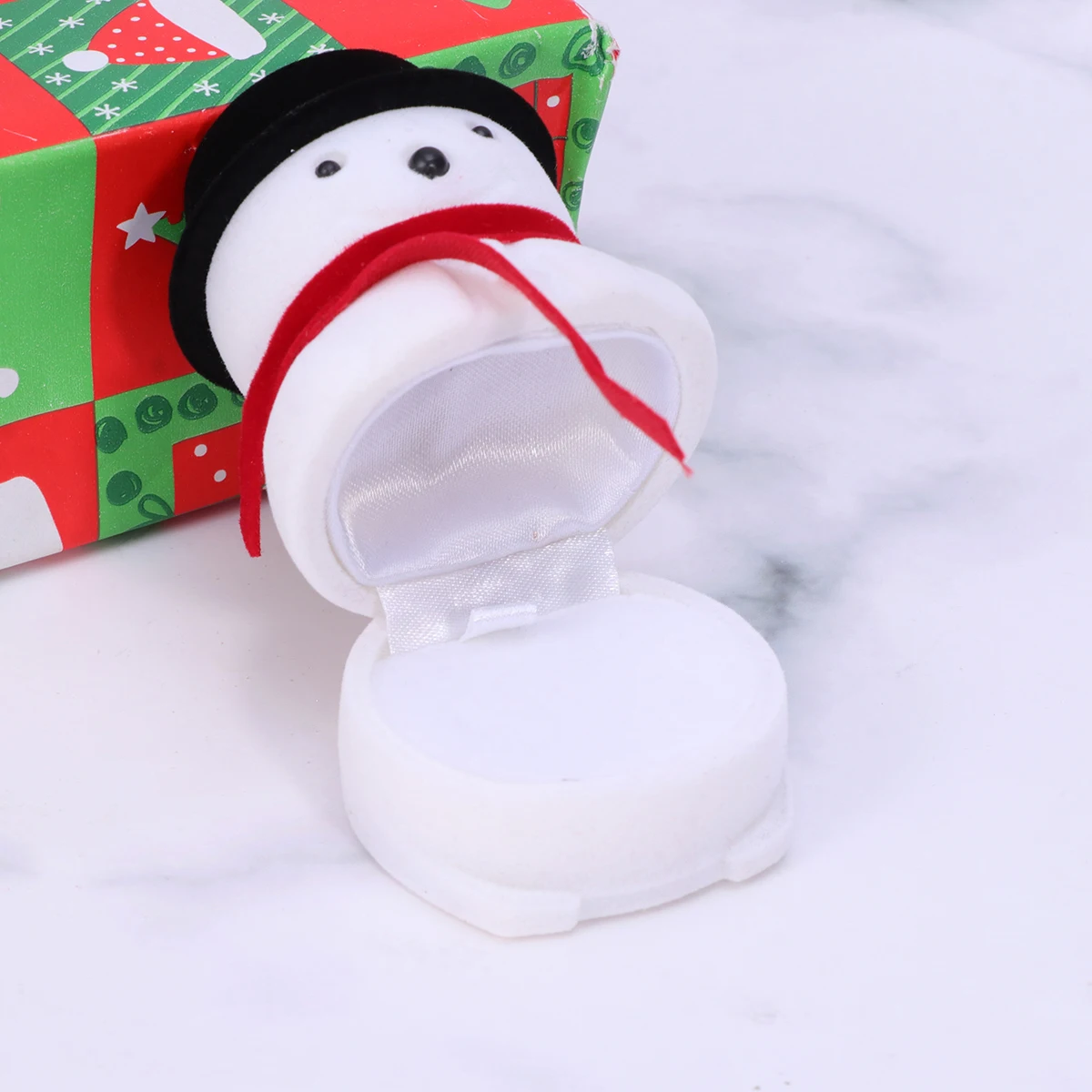 

Snowman Ring Holder Flannel Jewelry Storage Case Christmas Gift Ring Box Earring Necklace Display Box Delicate Container For