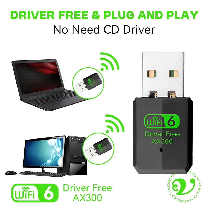 واي فاي USB محول لاسلكي AX300 Wi-Fi6 2.4 جيجا هرتز 802.11AX بطاقة الشبكة اللاسلكية استقبال دونغل للكمبيوتر/الكمبيوتر المحمول Win7/10/11 محرك مجاني