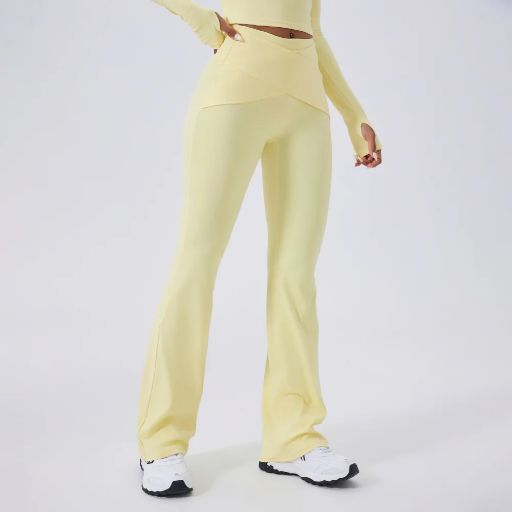Women Yoga Flared Pants Gym Fitness Running Bell Bottom Trousers Sport Flared Pants Female High Waist Workout Sports Leggings