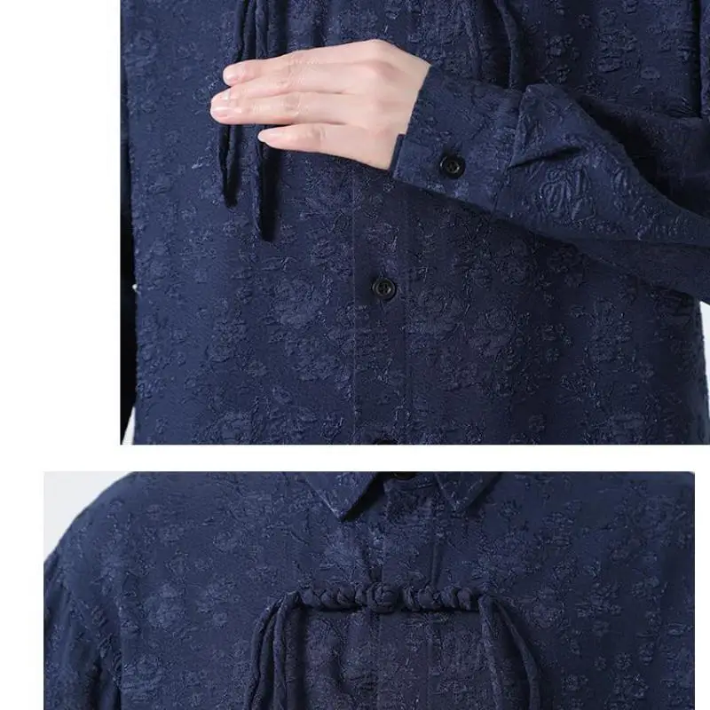 Modern Chinese Style Red Wedding Shirt Tassel Frog Button Tang Suit Blouse for Men Women Long Sleeve Festival Cheongsam Top 5XL