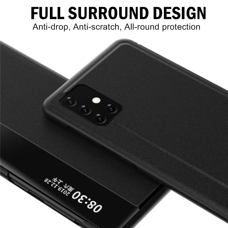 Flip Case For Samsung Galaxy A42 S20 FE 5G A31 A51 A72 Smart Window View Shockproof PU Leahter Cover For S23 S22 Ultra S21 Plus