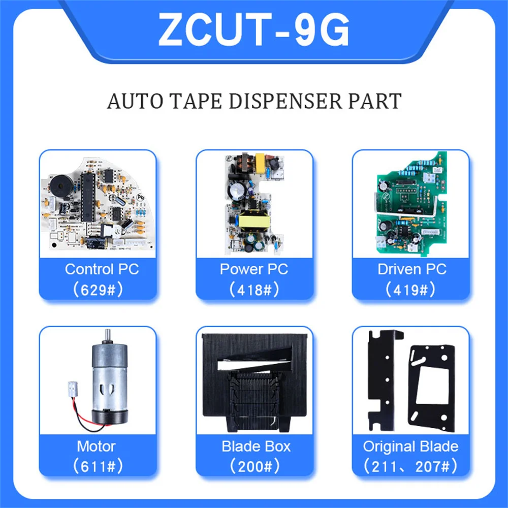 

ZCUT-9G Automatic Tape Cutting Machine Blade Rubber Wheel Sensor Scissors Box Gear RT-7700 Spare Part,1pcs price