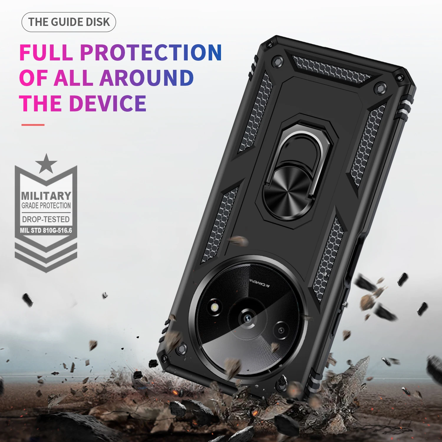 Shockproof Armor Case Phone Case for Redmi A3 14C 13C 12C 10C Ring Stand Bumper Silicone Phone Back Cover