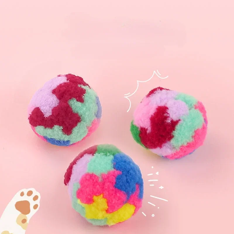 10pcs Colorful Plush Ball Cat Toys Funny Training Mute Wool Ball Plush Poms Tease Pet Cat Throwing Chew Kitten Toy Pet Products