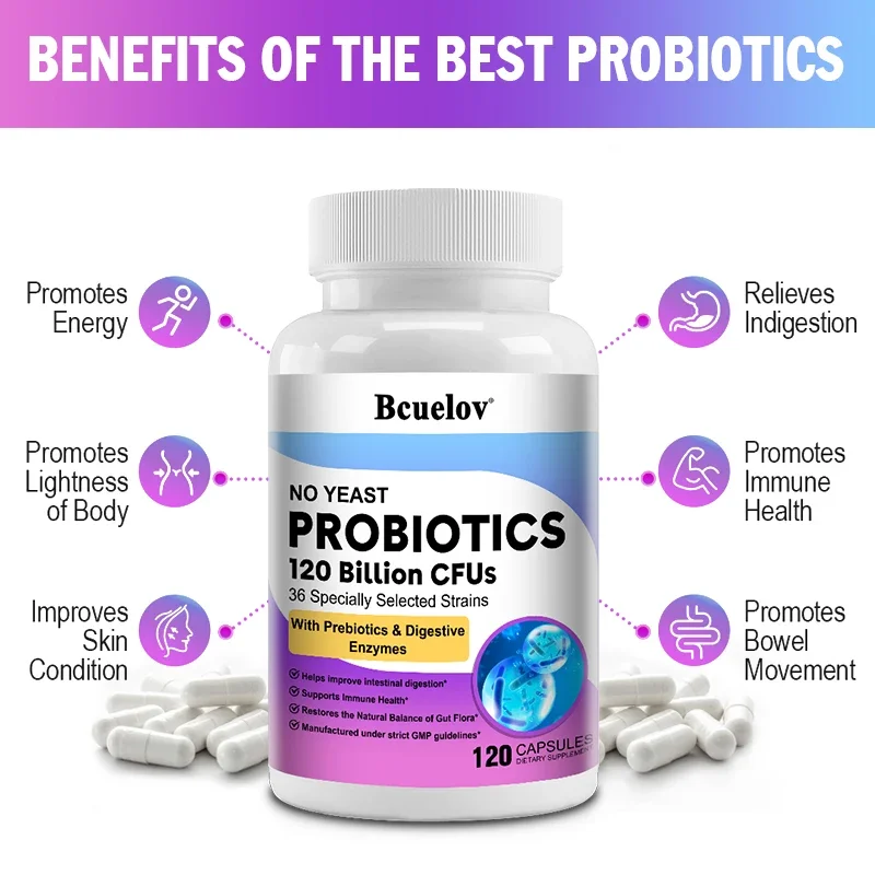 120 Billion Probiotics Contain Prebiotics and Digestive Enzymes To Improve Intestinal Digestion and Support Immune Health