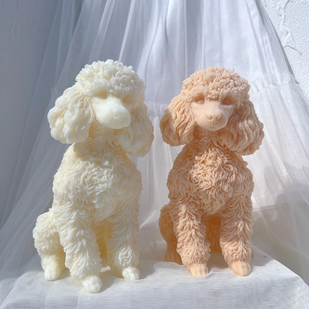 Poodle Dog Puppy Candle Mold Animal Puppies Soy Wax Silicone Mould Dog Lover Home Decor