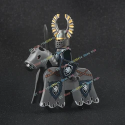 MOC-Figurines d'action chevalier du temps médiéval, Kokor romain, soldat, cheval, casque, accessoires, blocs de construction, jouets pour enfants, X0348