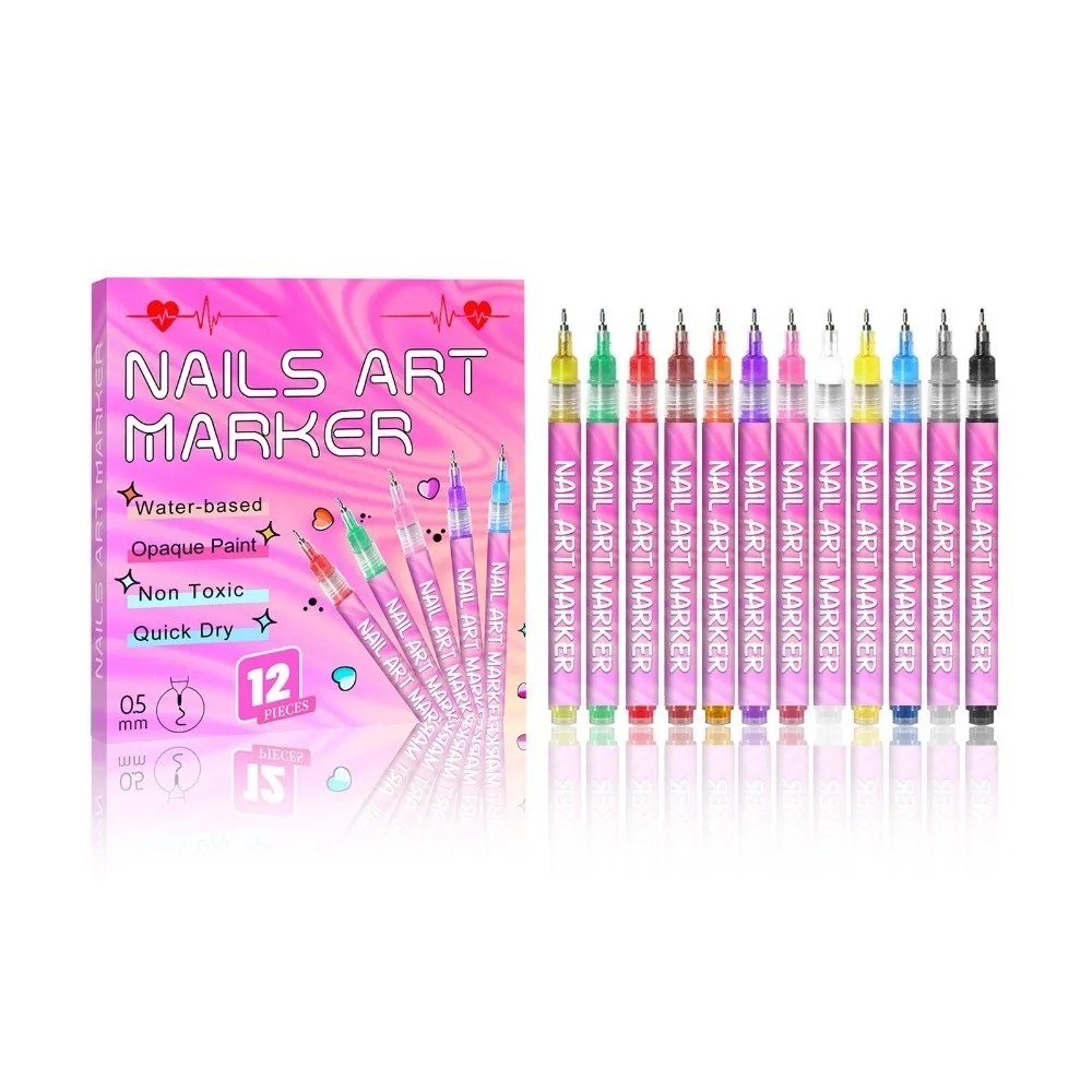 

0.5 Mm Tip Nails Art Marker Pens Fine Tip Waterproof Nail Art Pens Set Quick Dry Art Nail Decoration Acrylic Paint Pen