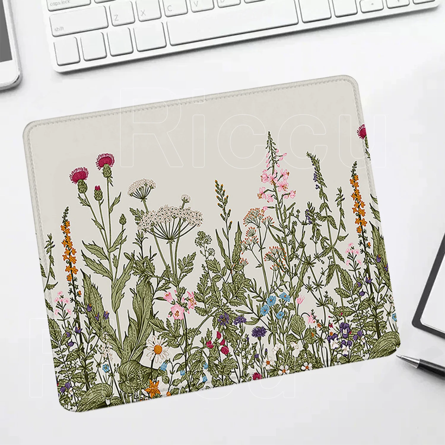 Gaming Mouse Pad Green Plants Vintage Flower Aesthetics PC small size Mousepad Soft Office NonSlip Computer HD Printing Desk Mat