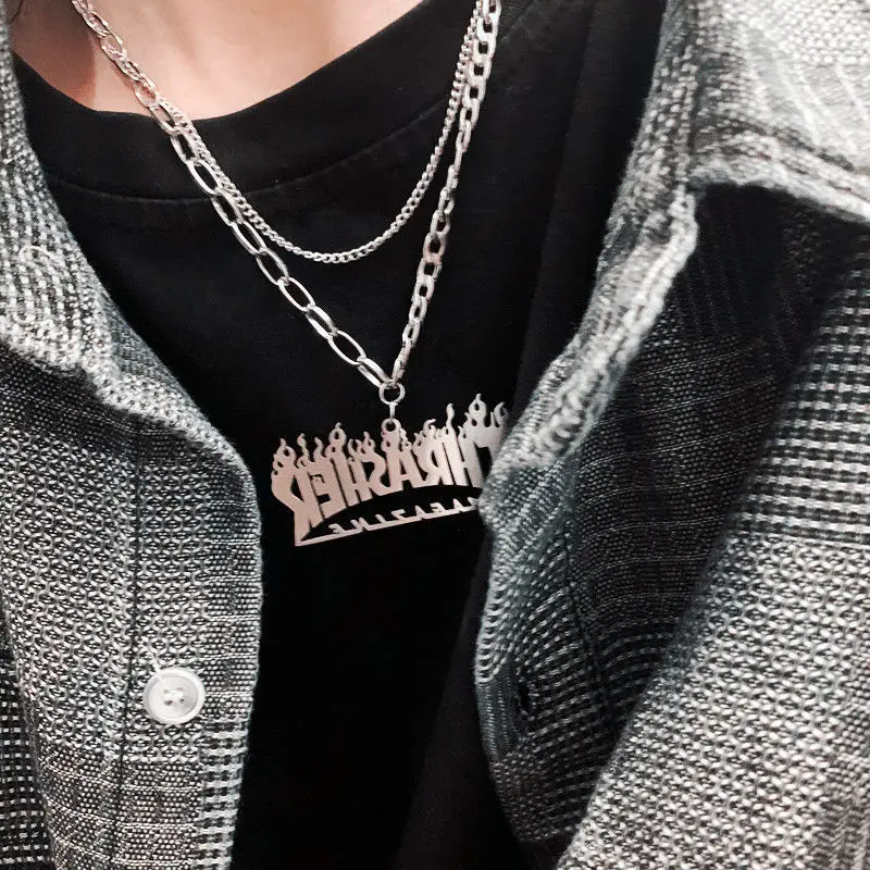 Tik Tok with quenching flame necklace male hip-hop simple Joker pendant dog sweater chain female couple