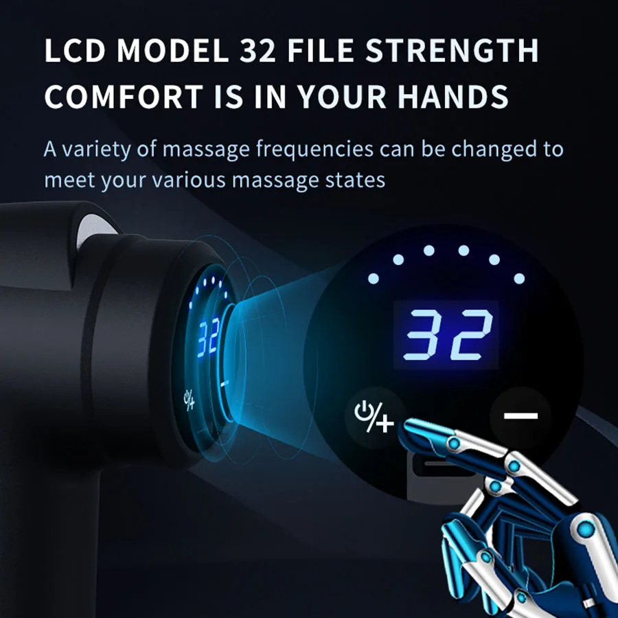 USB Full Body Massage Equipment Carrying Fascia Gun With LCD Display and Multi Level for Charging Adjustment Suitable Attachment