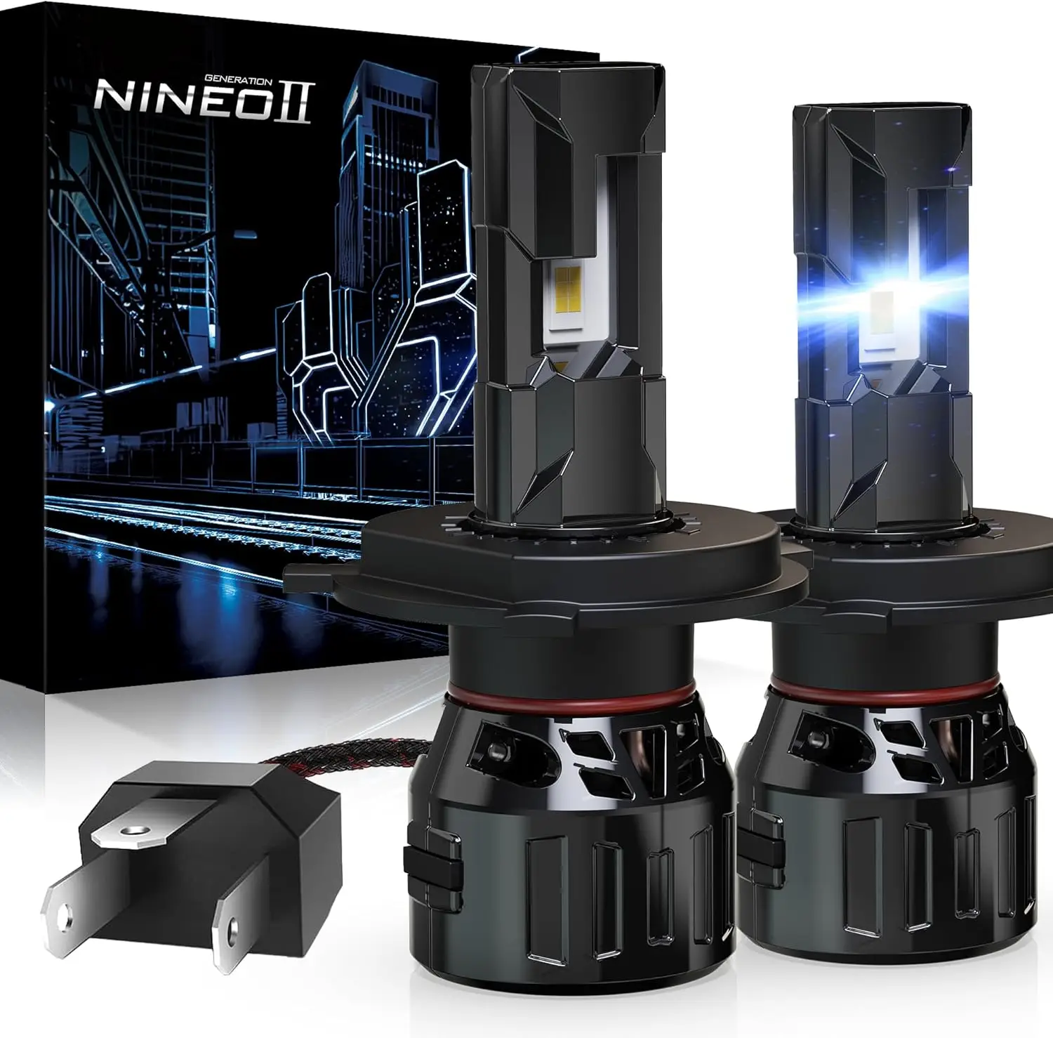 

H4 Bulbs 9003 Fog Lights, 600% Brighter 6500K White, Fan-Cooled, Plug & Play, 2 Pack