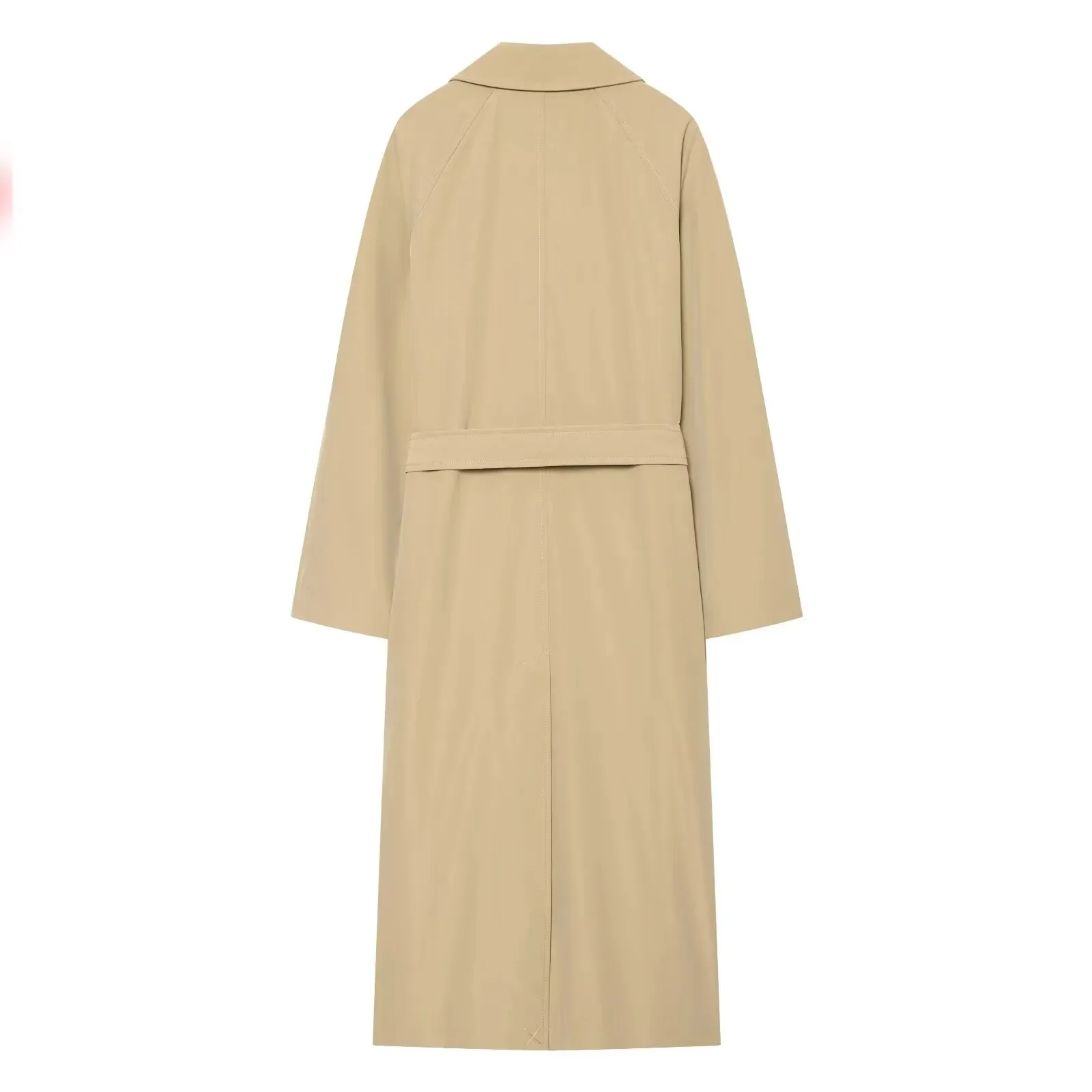 European and American style 2026 autumn new vintage loose-fitting elegant simple lapel long-sleeved double-breasted trench coat
