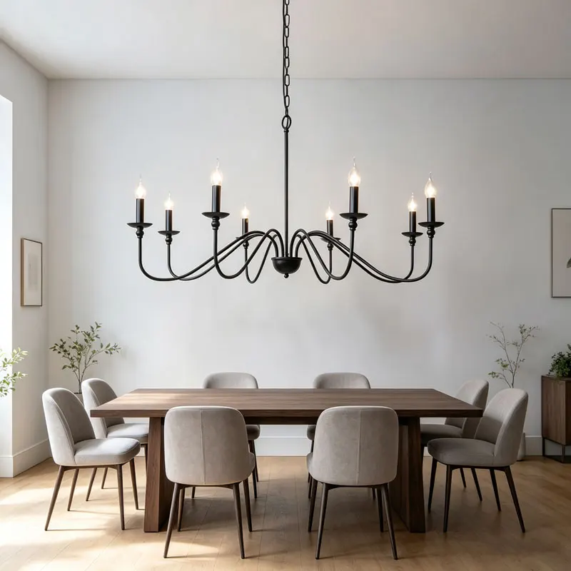 Modern Minimalist 8 Heads  iron art American Style European Style Living Room Kitchen Dining Room Bedroom Candle Pendent Light