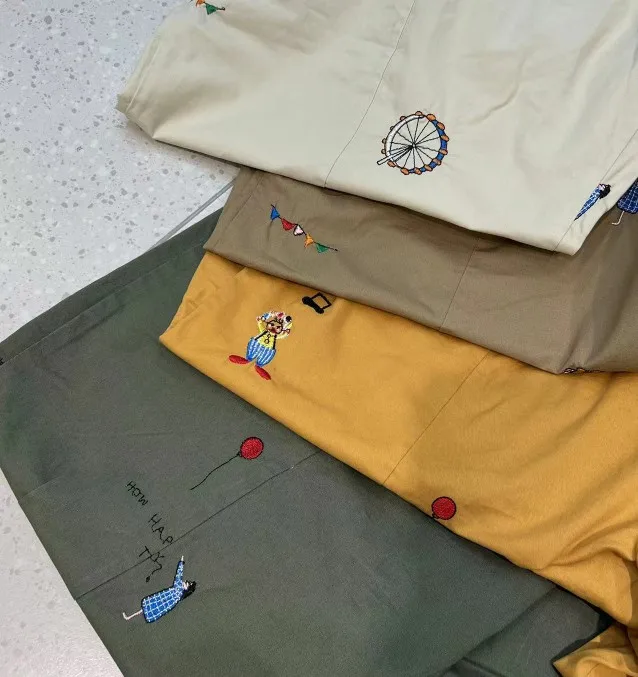 純粋な綿刺繍弾性ウエストストレートレッグカジュアルパンツ快適なルーズフィット 7 分の 1 夏新到着