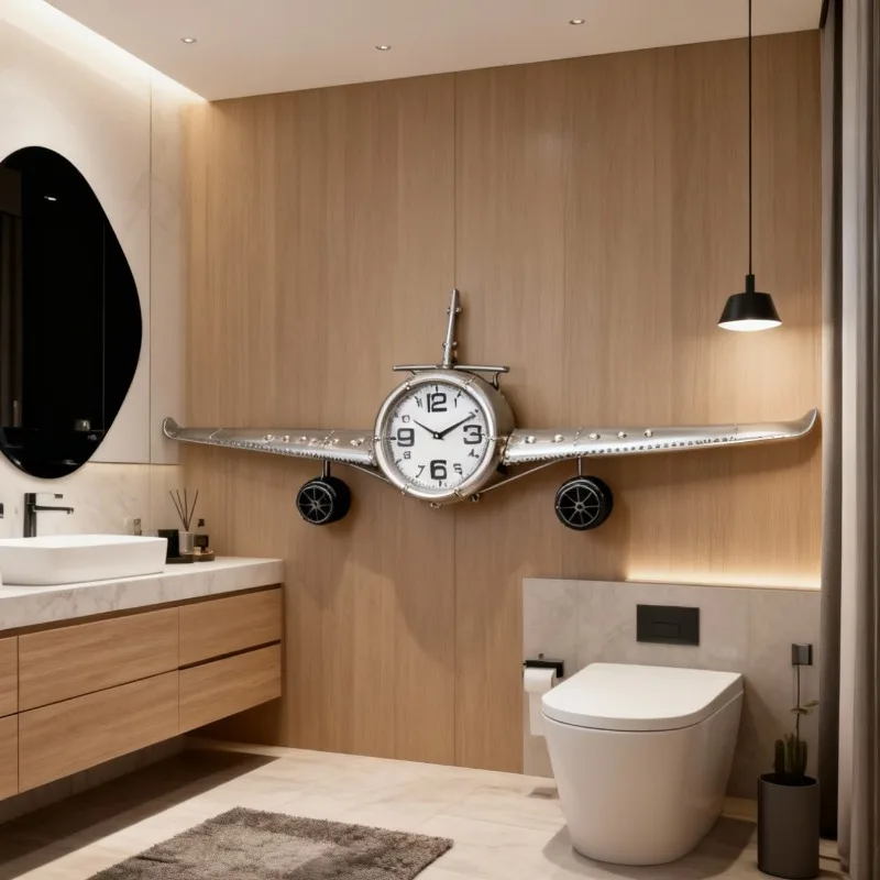 Living Room Silent Wall Clocks Creative Luxury Cartoon Plane Moulding Wall Clocks Art Fashion Metal Airplane Home Decoration