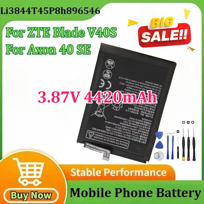 

New Li3844T45P8h896546 3.87V 4420mAh Mobile Phone Battery for ZTE Blade V40S for Axon 40 SE+tools