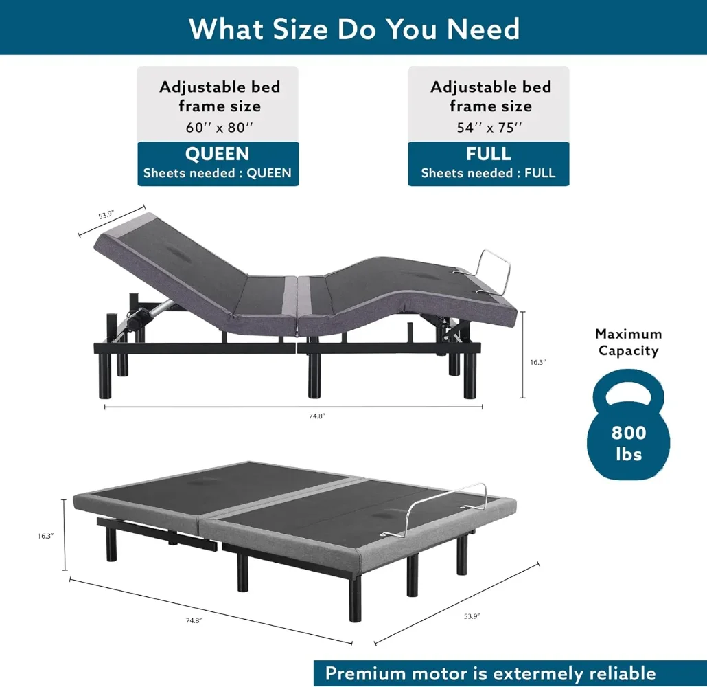 Home Pain Relieving IdealBase Adjustable Bed Frame Full, Massaging Zero Gravity Full/Twin-XL/Full/Queen/Split Kingoptional