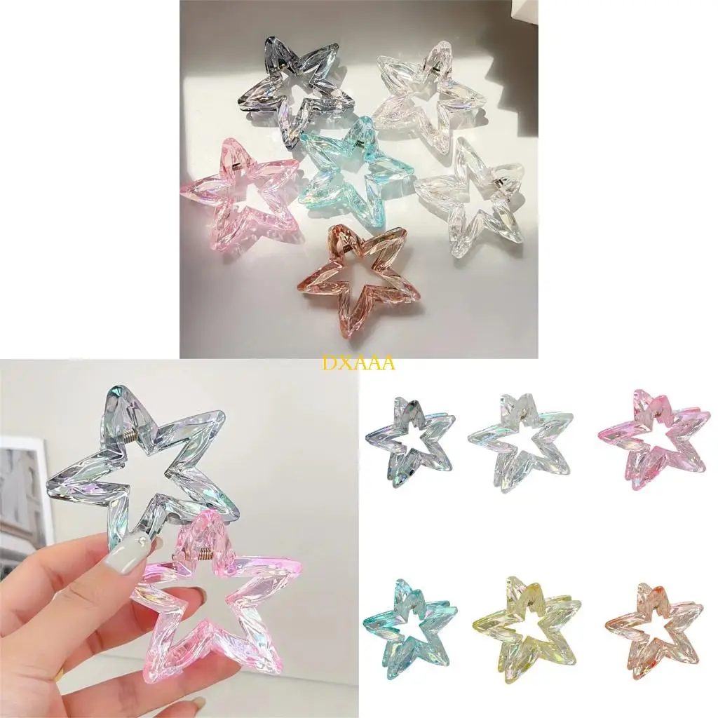 

DXAA 6/12Pieces Decorative Hair Claw HollowOut Star Hair Clip Color Assorted