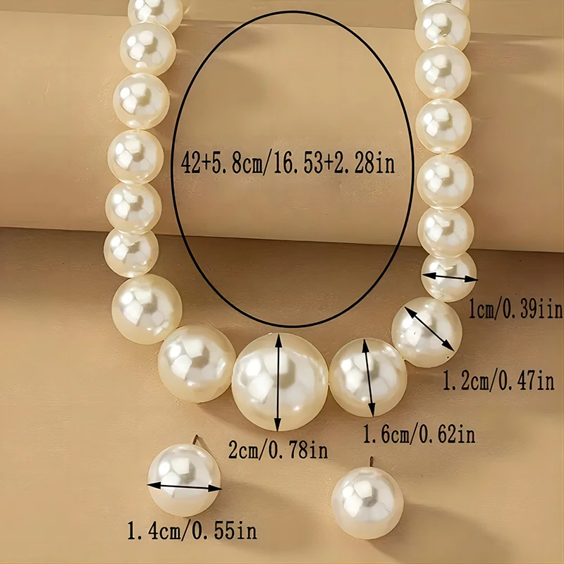 Elegant Pearl Necklace Earrings Set Simple Party Banquet Festival Gift Women\'s Wed Accessory Fashion Daily Versatile Jewelry Set