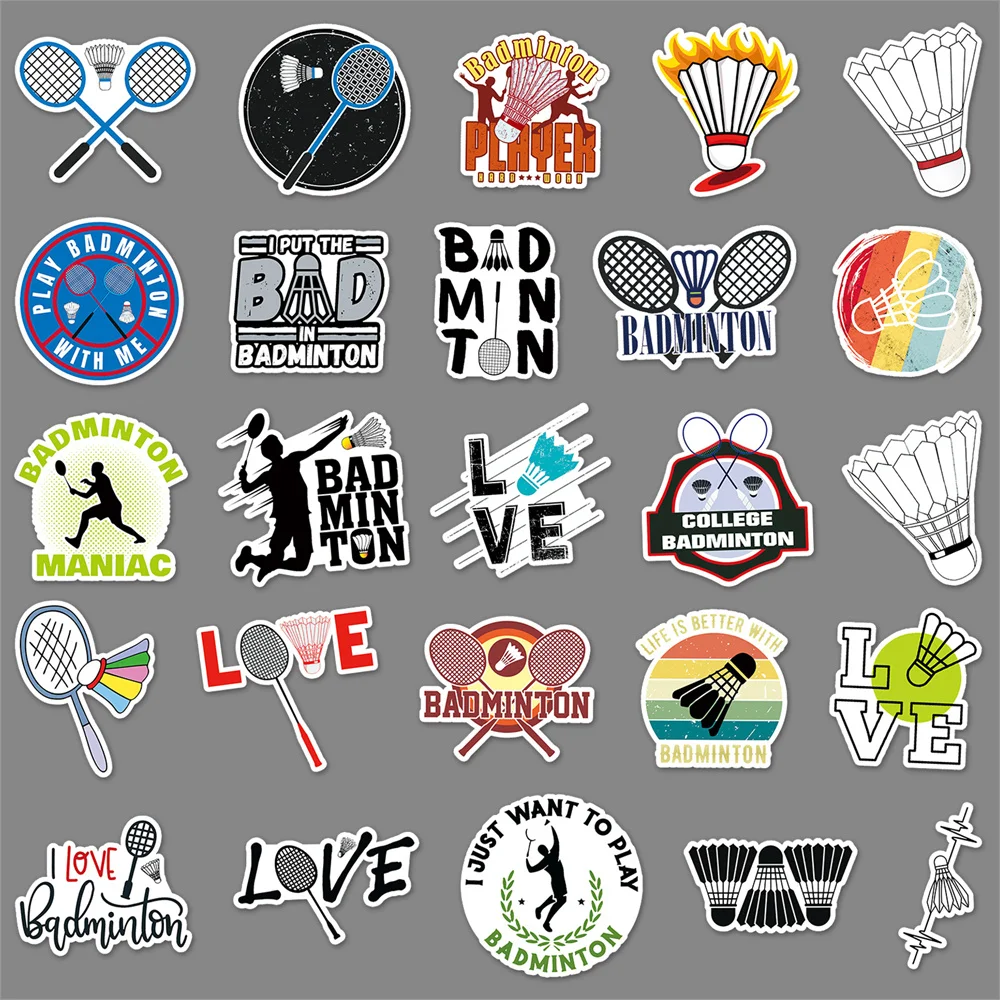 10/30/50PCS Badminton Sports Cartoon Personality Graffiti Creative Sticker Desk Guitar Computer Car Waterproof Sticker Wholesale