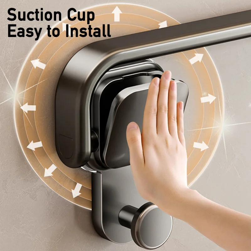 Suction Cup Folding Towel Rack Wall Mounted No Drill Bathroom Kitchen Apartment Shower Bath Room Towel Hanging Holder Towel Bar