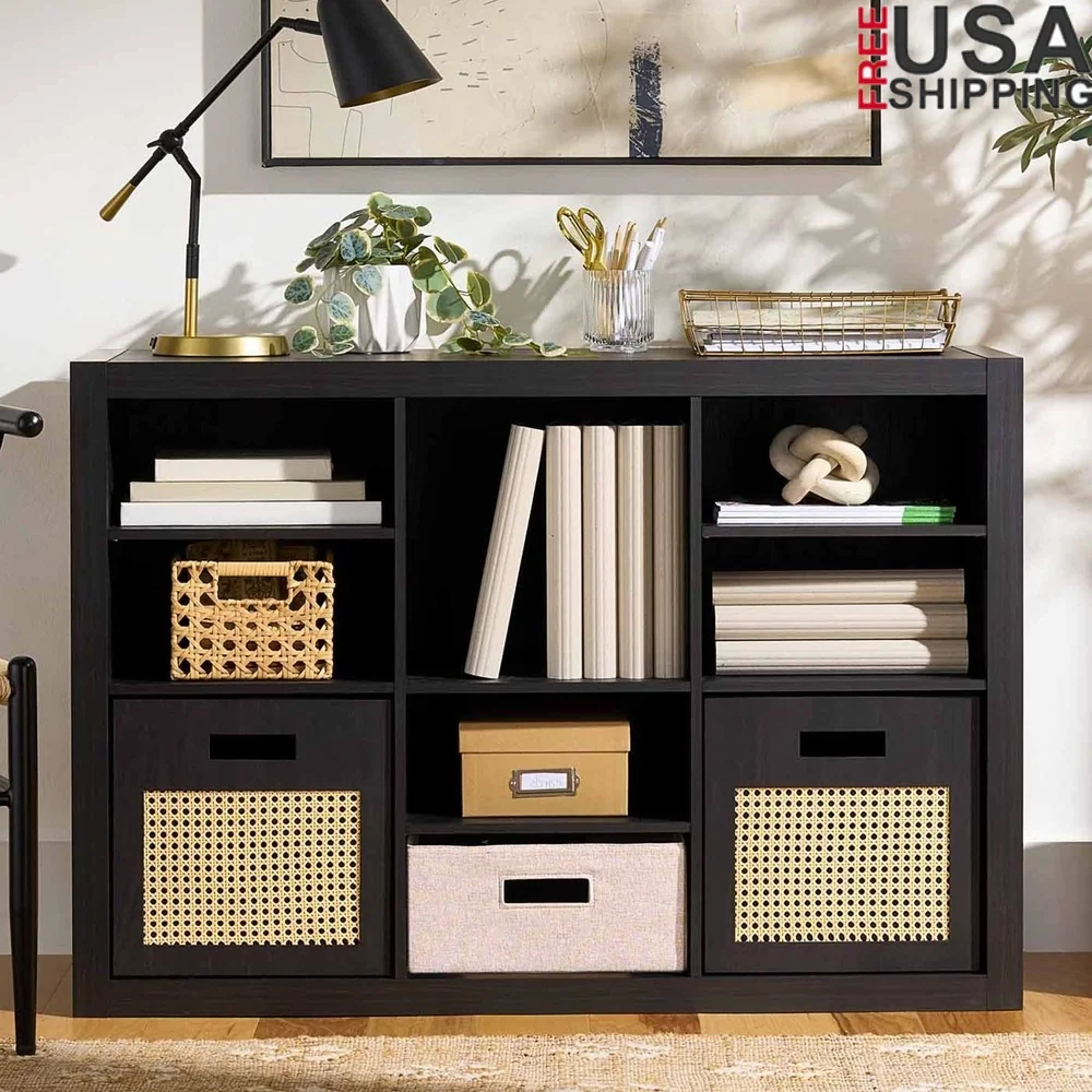 

Adjustable Cube Shelf Organizer with Nine Compartments and Three Shelves Office Bedroom Living Room Storage Solutions