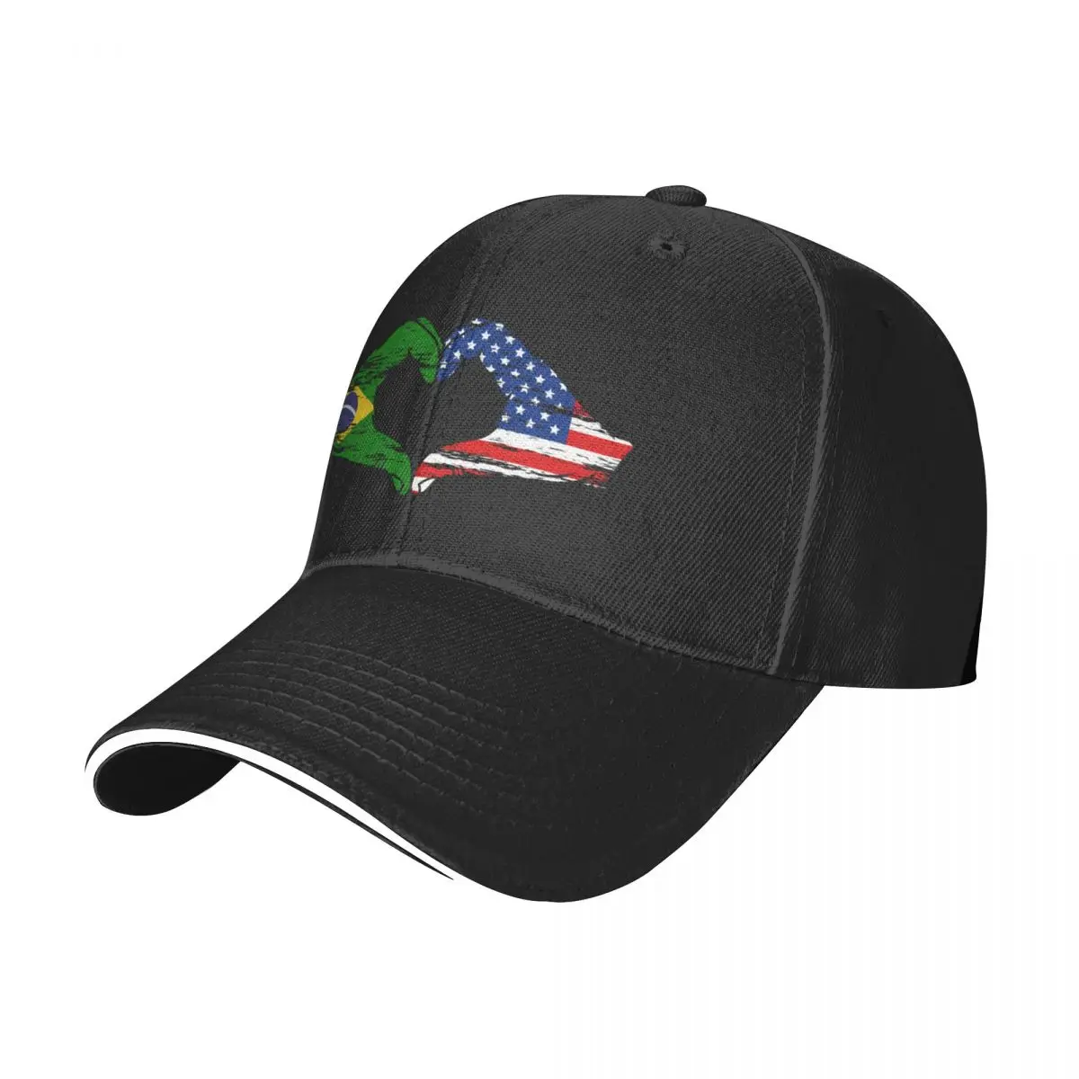 Brazil USA flag hands heart shape used Baseball Cap Icon funny hat Anime For Women 2024 Men's