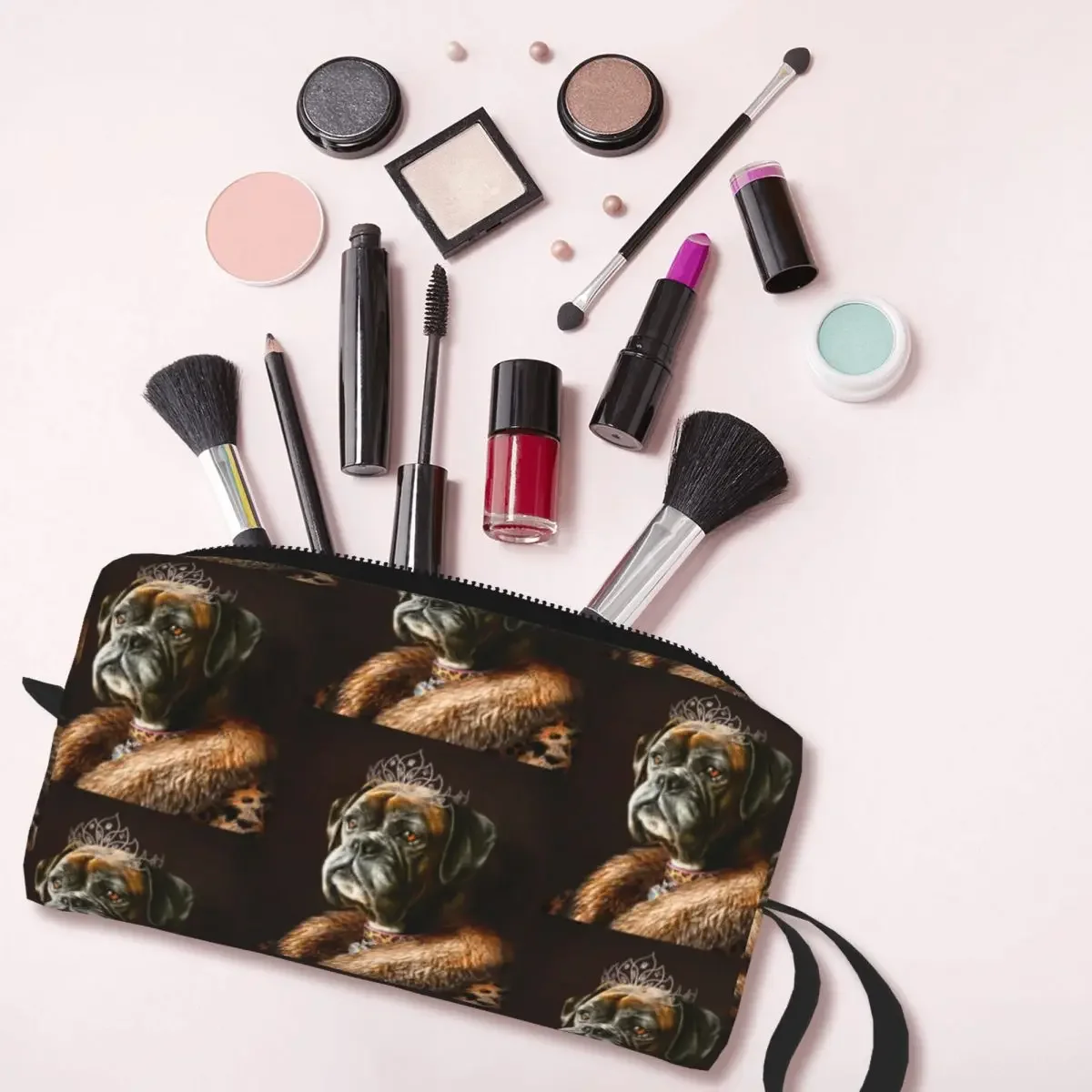 Bolsa de cosméticos de viaje personalizada para mujeres, Boxer, retrato de perro, organizador de maquillaje, Kit de almacenamiento de belleza, Dopp, Regal Pet Army