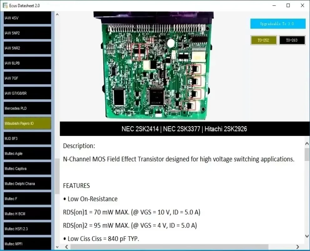 Herramientas para automóvil Ecus Datasheet 2. Esquemas de PCB de software de reparación de ECU con componentes electrónicos de E