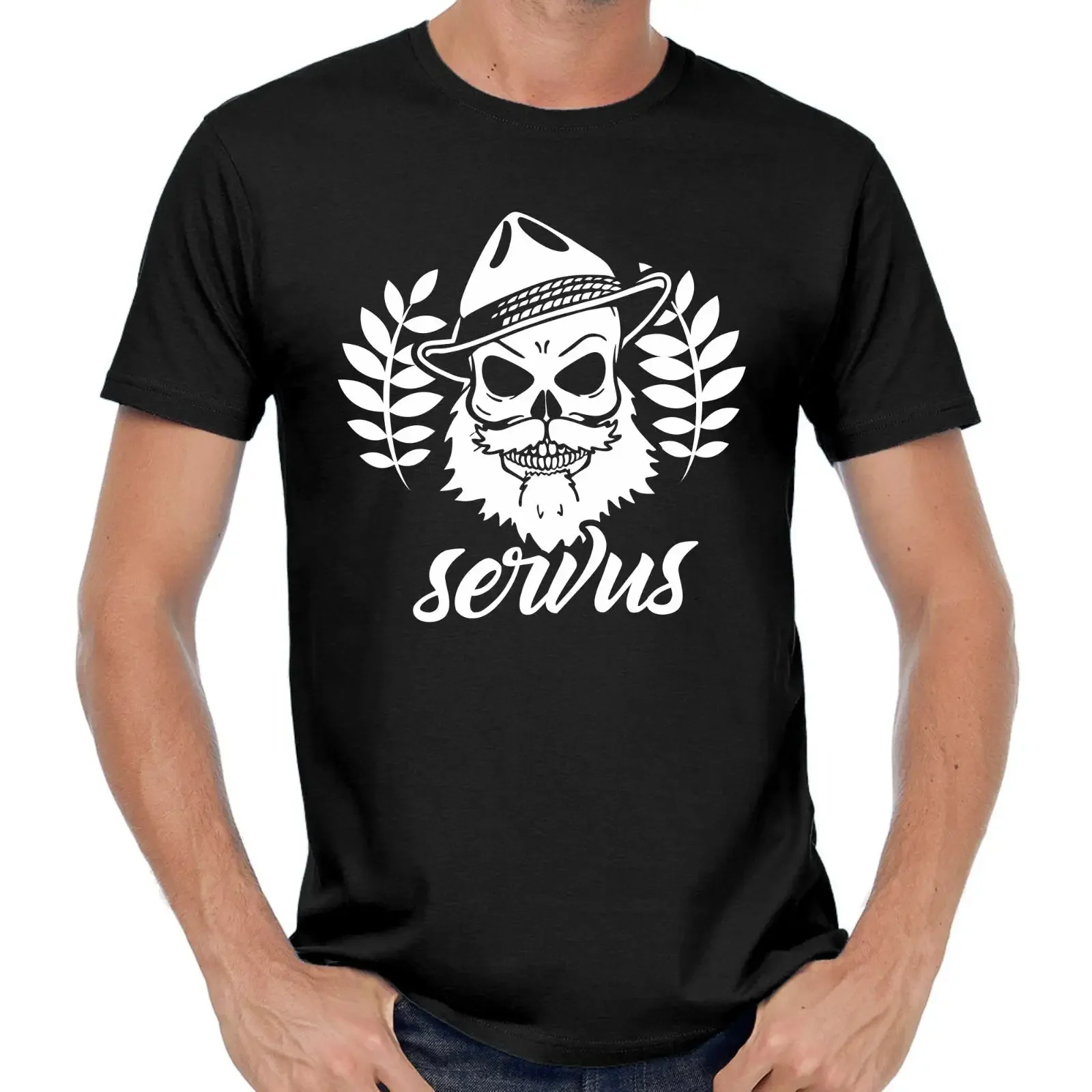 SERVUS Bavaria Skull Wiesn Oktoberfest Винтажная футболка с баварской бородой, эффектом потертости, дышащая, универсальная, комфортная, слегка