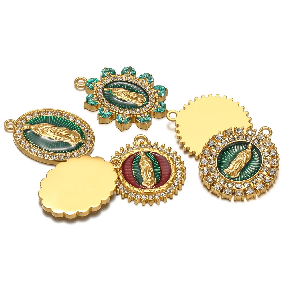 2 قطعة المينا الفولاذ المقاوم للصدأ يسوع المسيح سحر الزركون المعلقات DIY بها بنفسك مجوهرات قلادة سوار النتائج أقراط صنع الإمدادات