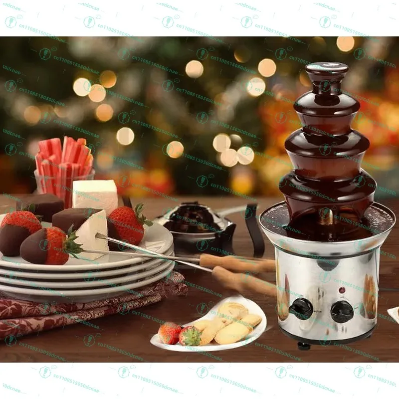 Commercial 4 Tier Chocolate Fountain Machine 110V, Stainless Steel Melter for Hotel Wedding Bakery Buffet Catering