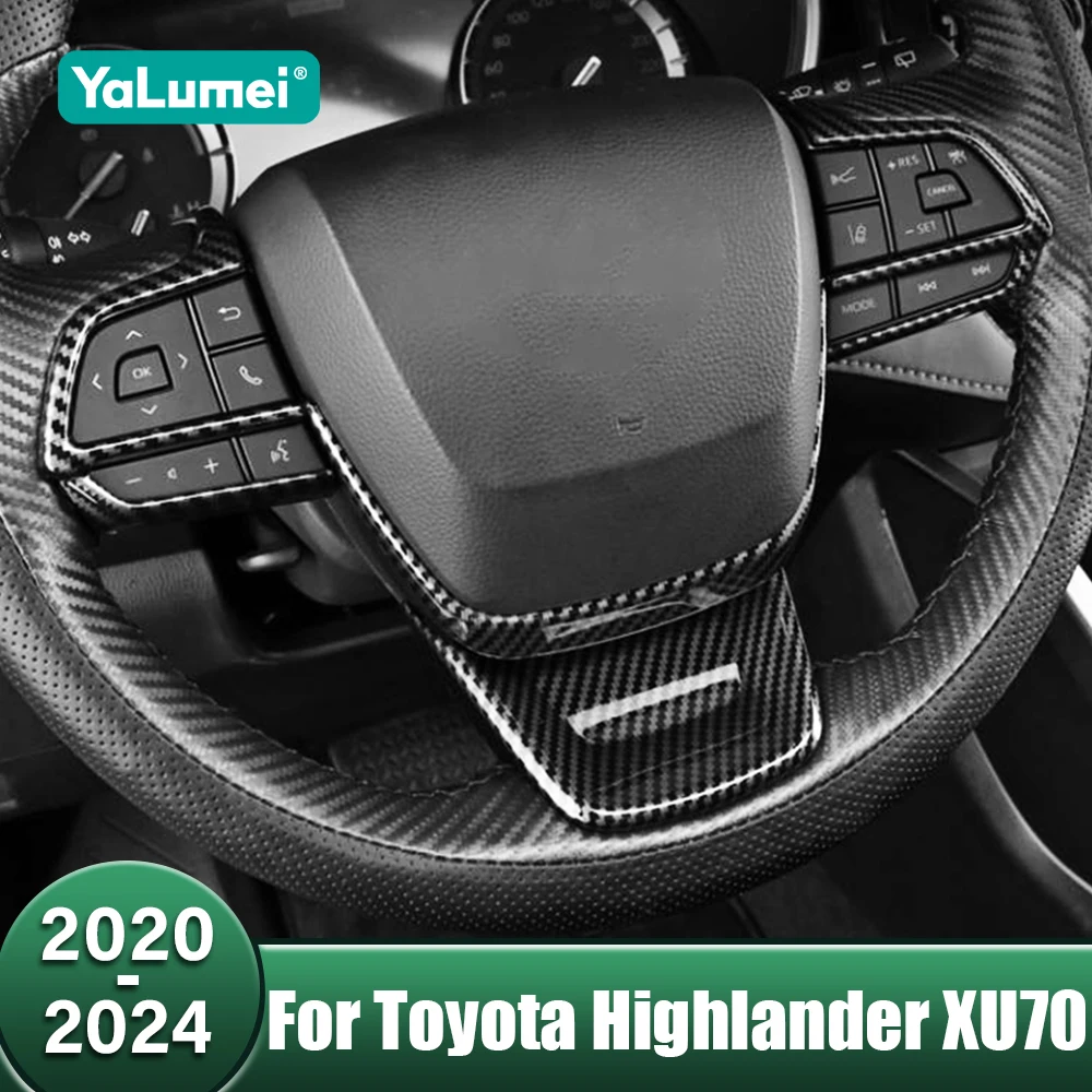 

ABS Car Steering Wheel Switch Button Panel Cover Trims Stickers For Toyota Highlander XU70 2020 2021 2022 2023 2024 Hybrid