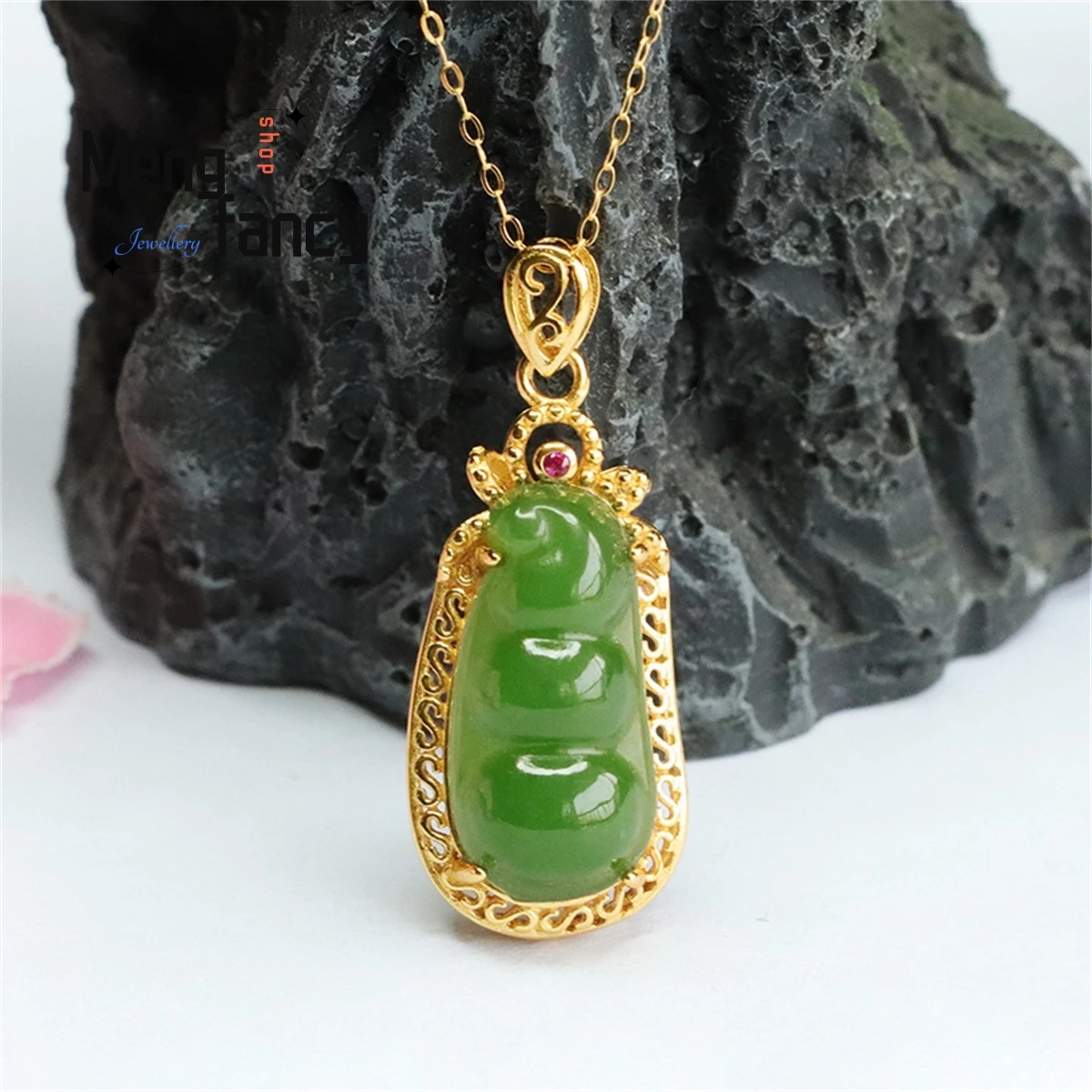 

Natural S925 Silver Inlaid Hetian Jasper String Bean Necklace Simple Personality Charm Fashion Beautiful Women Luxury Jewelry