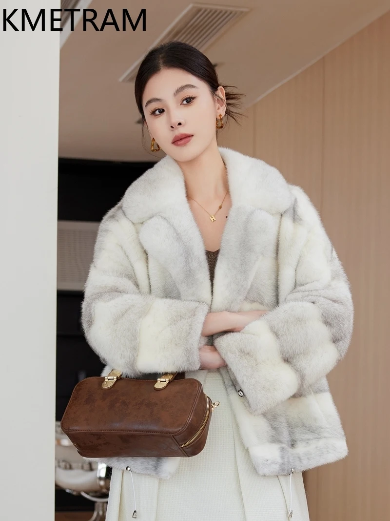 Damska kurtka z prawdziwego futra norki, luksusowa krótka kurtka z naturalnego futra, wysokiej jakości zimowe ubrania damskie 2025, futrzane kurtki, fourrure