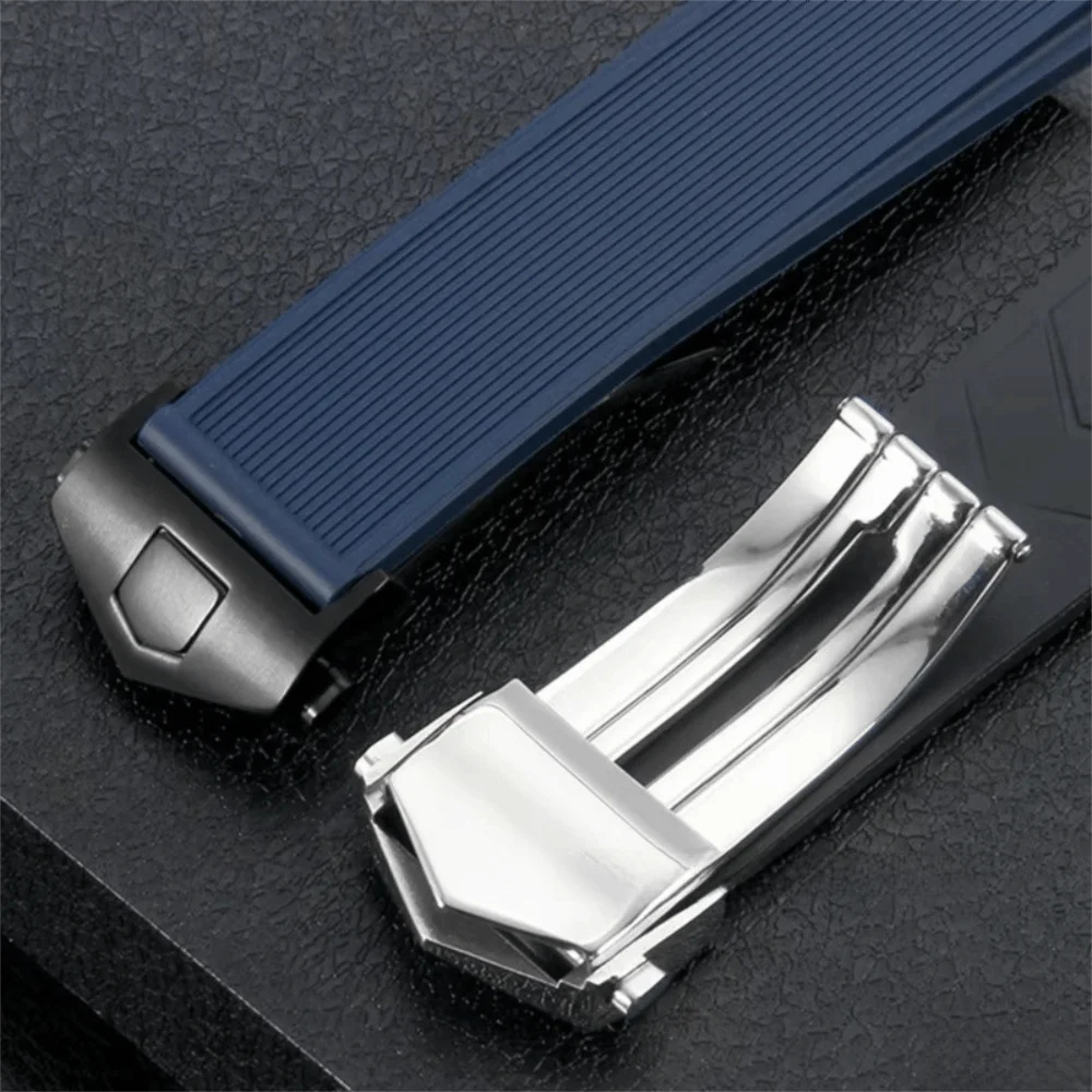 Universal Stainless Steel Watch Buckle 18mm 20mm Folding Double Button Clasp Durable Watchband Clasp For Leather Silicone Band