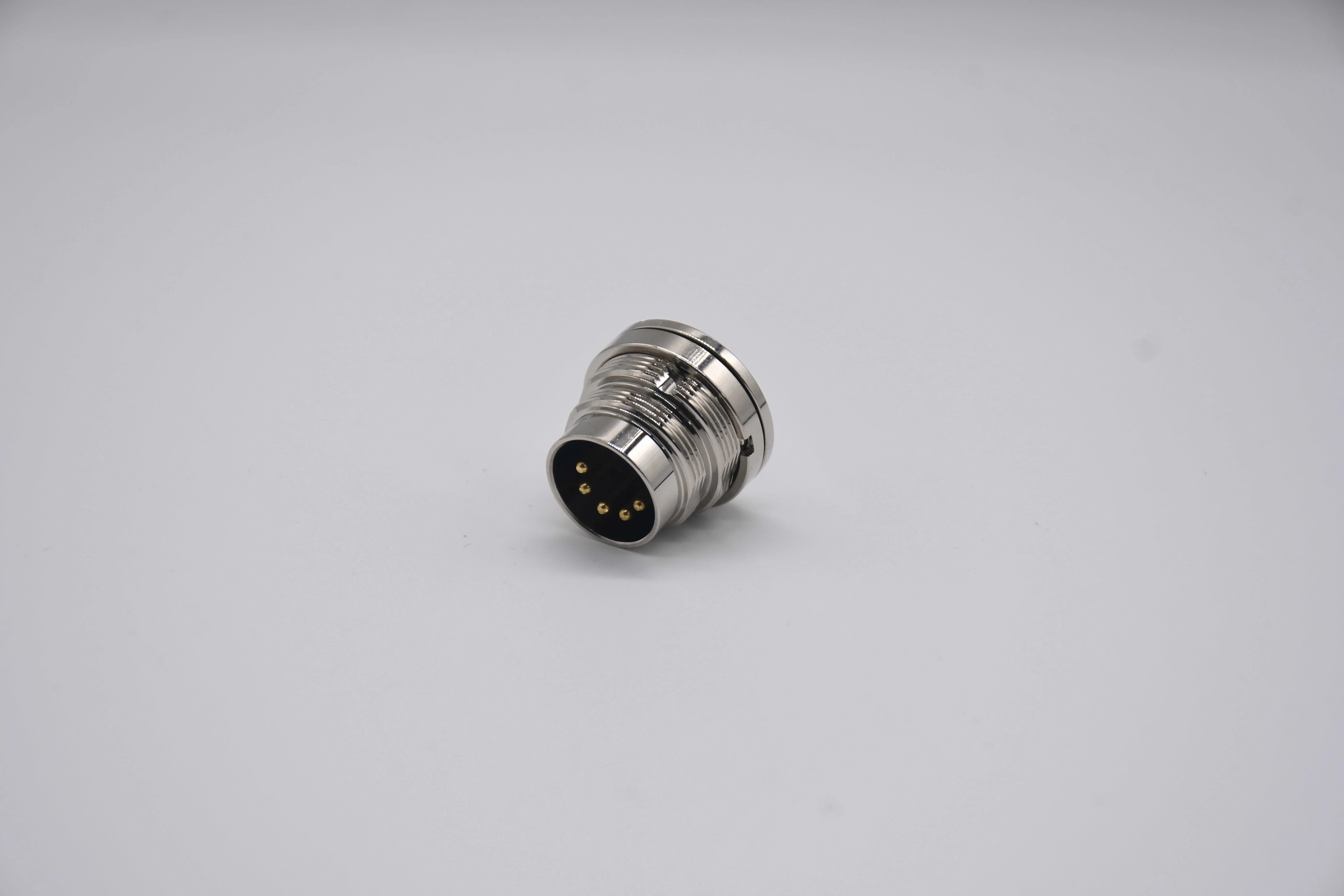 High Current M16 4 5 Pin Male Socket Connector Brass Copper Alloy Housing IP67 Rated Front Side Thread