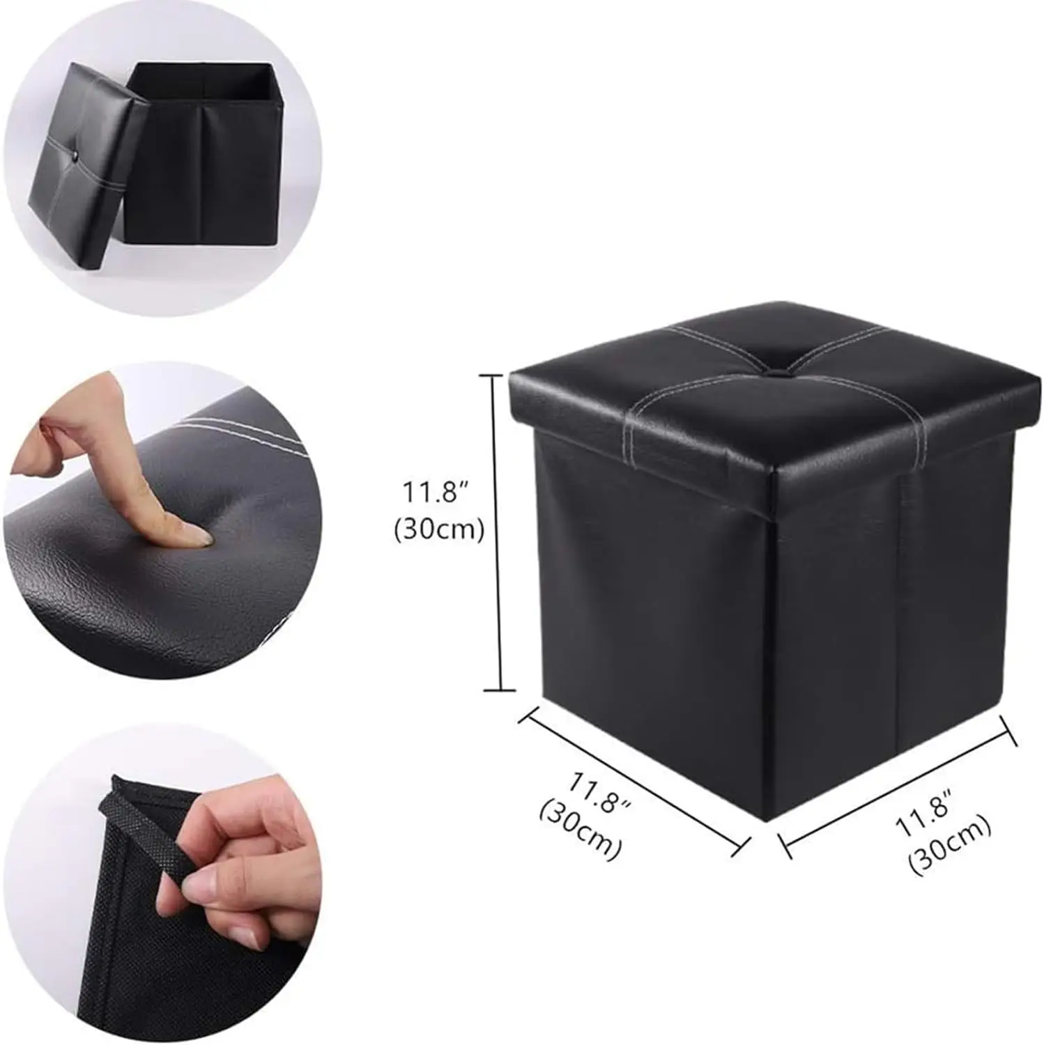

Ycoco Faux Leather Small Square Foot Rest Stools,Foot Stool With Storage,Folding Storage Ottoman Footrest Stool For Faux