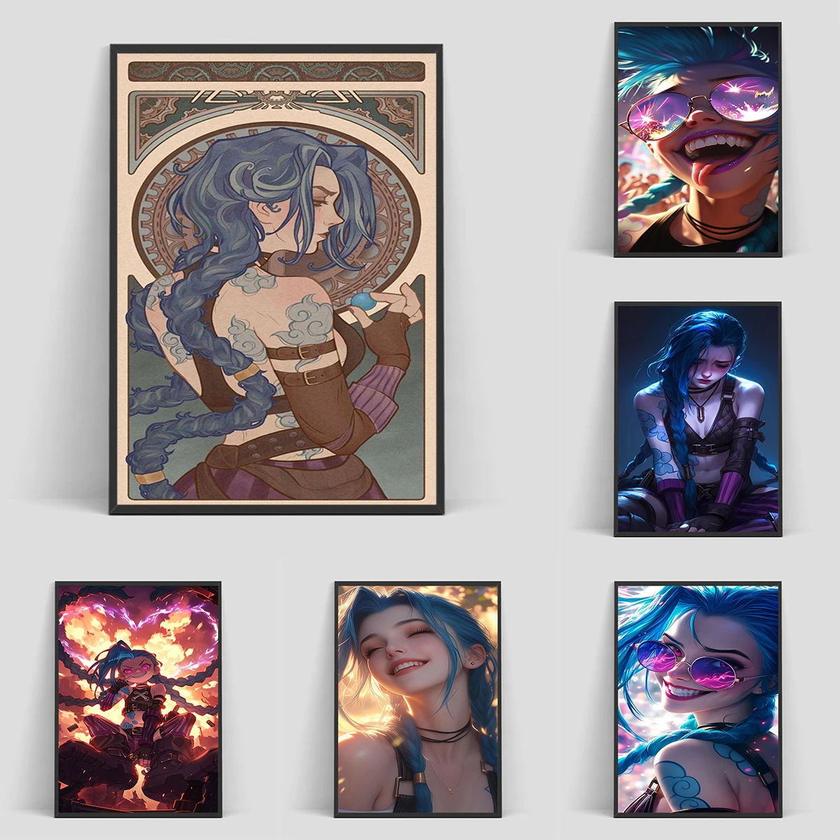 

Photos for Living Room Decor Man Game Arcane L-LOL Jinx Main Poster Canvas Wall Art Mural Vintage Bedroom Decoration Gift Home